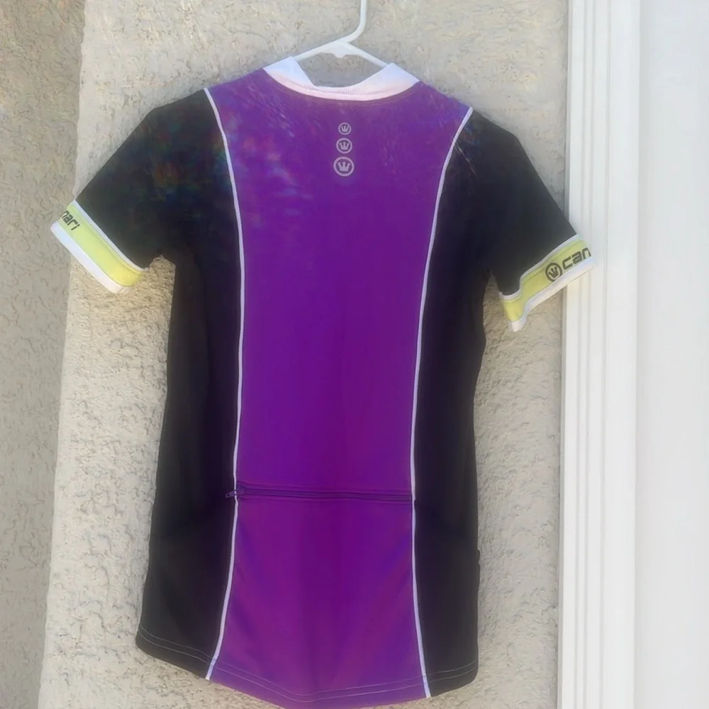 Canari Women's Black/Purple Short Sleeve 1/4 Zip Cycle Jersey Size L